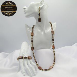 Copper and Gold Colour Beaded Jewelry Set